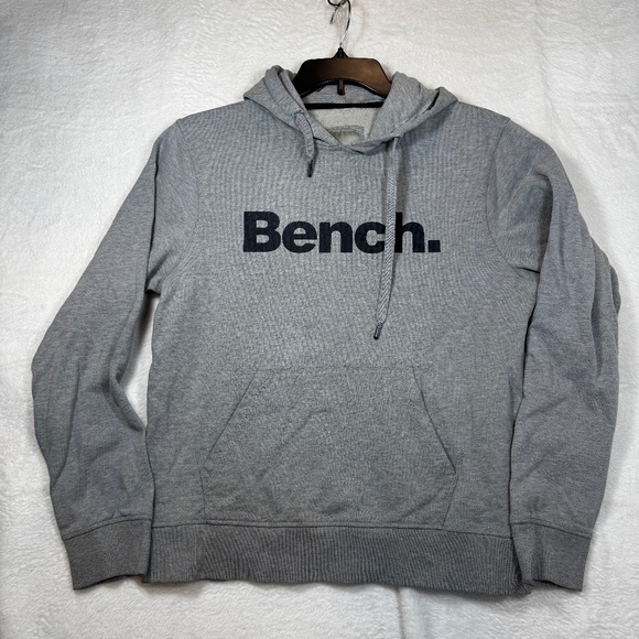 Bench Hoodie Mens Size XL Gray Pullover Pocket Spellout Casual Comfy - Picture 1 of 8